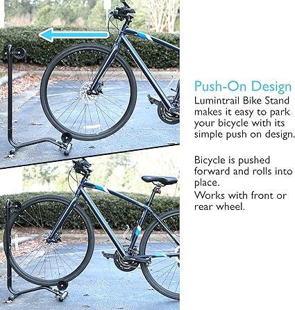 Floor Parking Bicycle Rack Stand for Mountain/Road Bikes, Compatible with Wheels up to 29" - Push-on Design for Tire Widths up to 2.25", Non-slip rubber feet