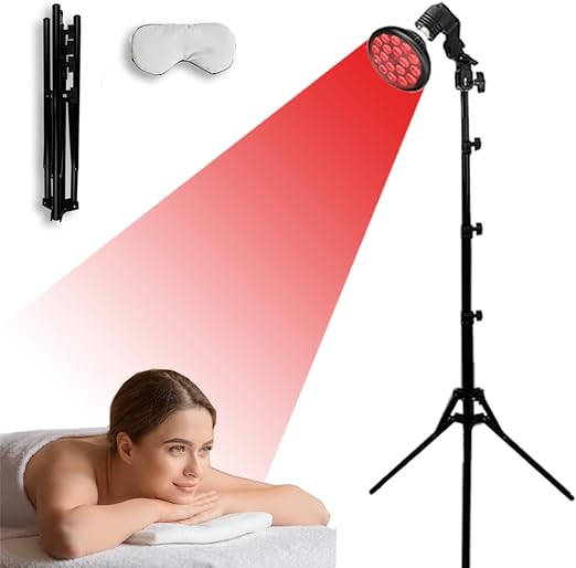 Infrared Red Light Therapy Device with Stand 38"-79" Adjustable Height - Near Infrared Light Lamp with 660nm&850nm Red NIR Bulb 54W for Face Body Back Knee Joints Pain Relief with Eye Mask