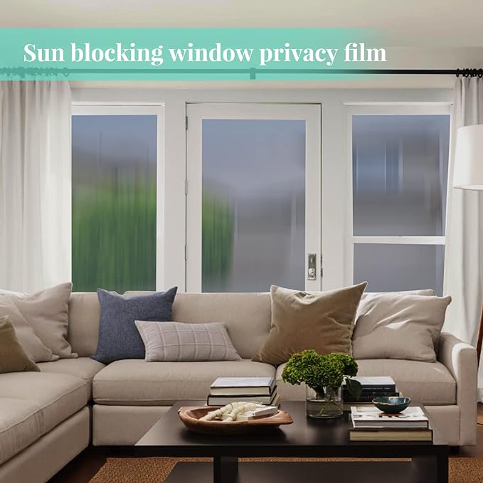 Window Privacy Film Sun Blocking | Tinting Film for Home Day and Night | Anti UV Reflective and Heat Control Non-Adhesive Window Film (Black Silver, 23.6 * 78.7 inches)