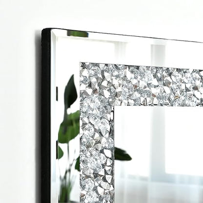 Crushed Diamond Beveled Trifold Wall or Table Vanity Mirror (35.4"W x 23.6"H)