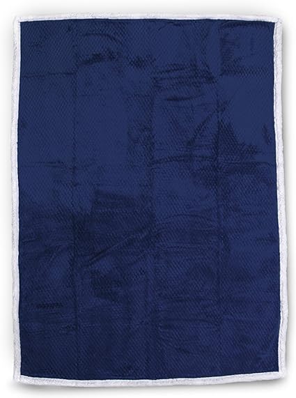 Double Layer Popcorn & Sherpa Reversible Super Soft  Throw Blanket, Navy Blue and White (Large)