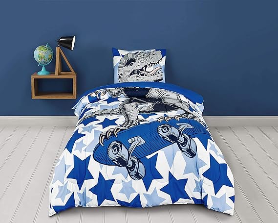 Tadpoles Twin Comforter Set, 100% Gently Brushed Microfiber Polyester, Dark Blue