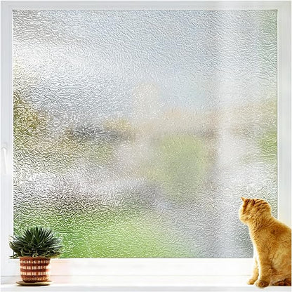 Frosted Window Privacy Film | Crystal Glass Film, No Glue Static Film | Anti UV Window Clings, One Way Vision Blocking for Home Office (35.4" x 118.1")
