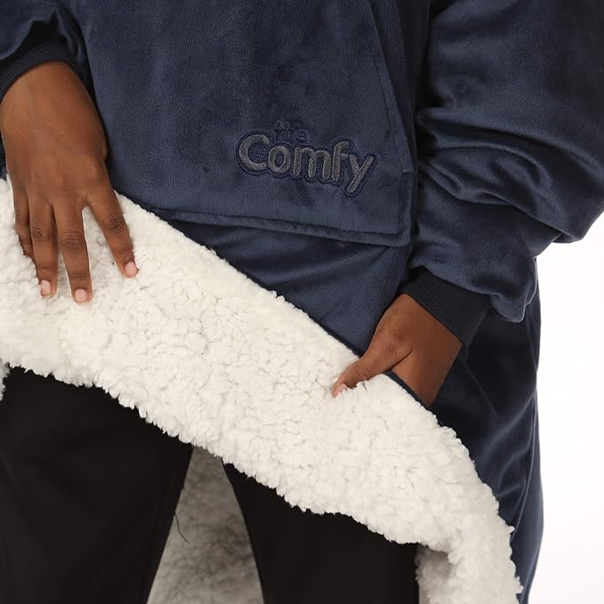 The Comfy JR | The Original Oversized Microfiber & Sherpa Wearable Blanket for Kids, Seen On Shark Tank, One Size Fits All (Blue)
