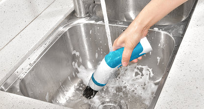 Electric Spin Scrubber, 3-in-1 Electric Kitchen Scrub Brush Set for Dishes Grill Sink Oven, IPX7 Waterproof Cordless Brush, Type-C Rechargeable, 60Mins - Blue/White