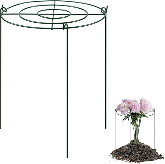 Peony Cages 18"W x 36"H - Supports Plant Growth (Hoop with 3 Legs, Pack of 3)