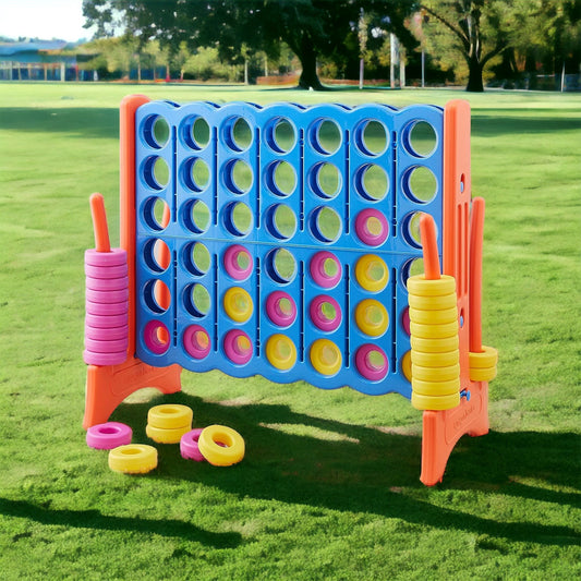 Giant 4-In-A-Row Game Set Premium BPA-Free Plastic with Carrying Bag, Great for Gifting, Blue & Yellow (CONNECT4)