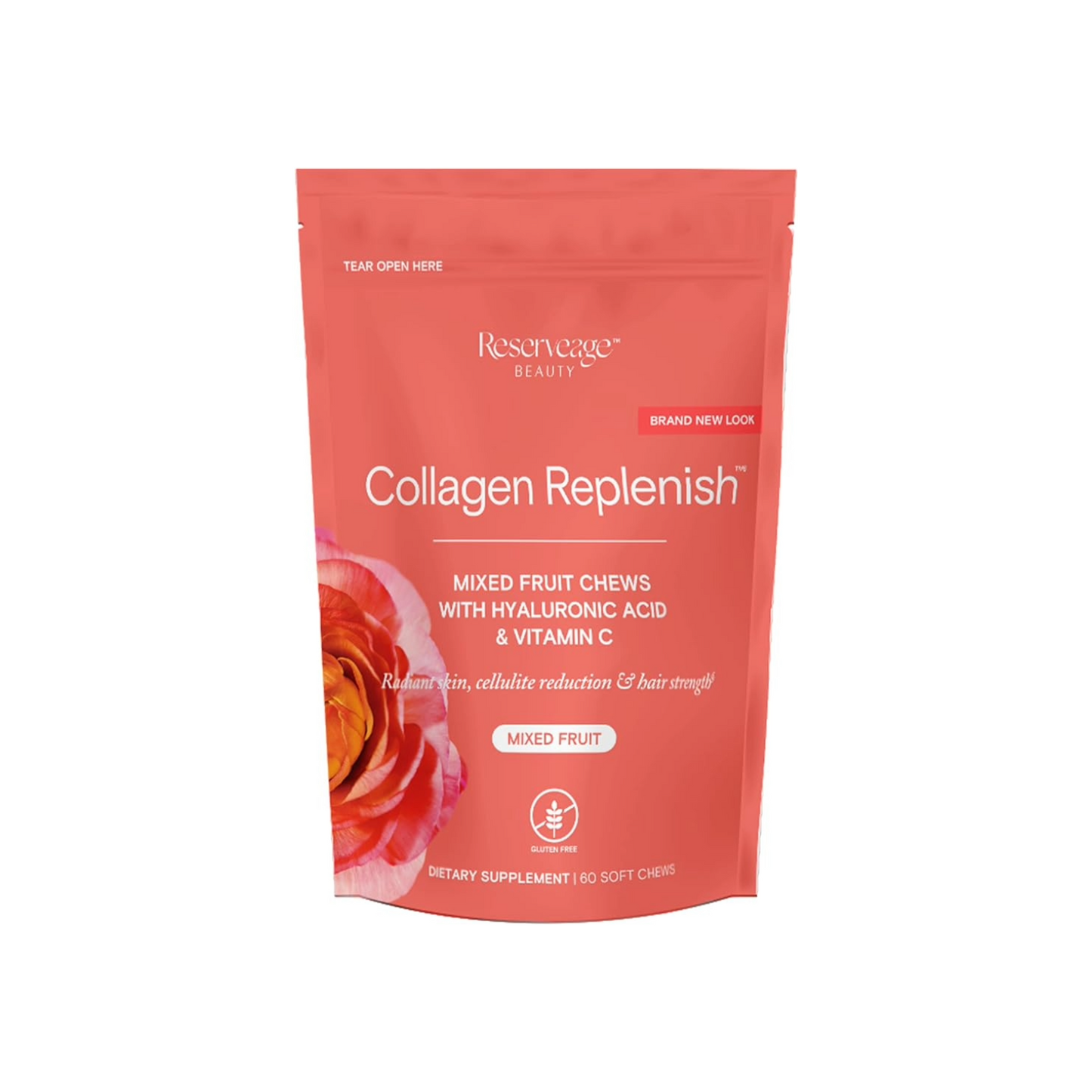 Reserveage Beauty Collagen Replenish Chews for Skin Care Hair & Nail Growth - 60 Soft Chews (20 Servings)