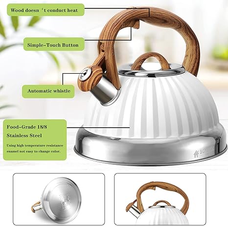 Stovetop 3.17 Quart Whistling Tea Kettle丨Food Grade SUS304 Stainless Steel Teapot